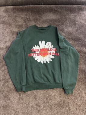 Get Some Sleep Crewneck This World Is Better With You (Green, Large)